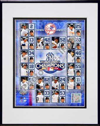 New York Yankees 2009 World Series Champions Composite Double Matted 8” x 10” Photograph in Black Anodized Aluminum 