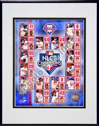 Philadelphia Phillies 2009 National League Champions Composite Double Matted 8” x 10” Photograph in Black Anodized A