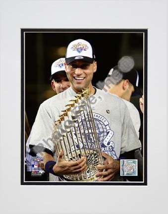 Derek Jeter with the World Series Trophy Game Six of the 2009 MLB World Series (#34) Double Matted 8” x 10” Photogra