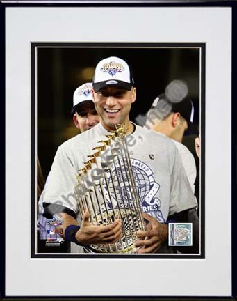 Derek Jeter with the World Series Trophy Game Six of the 2009 MLB World Series (#34) Double Matted 8” x 10” Photogra