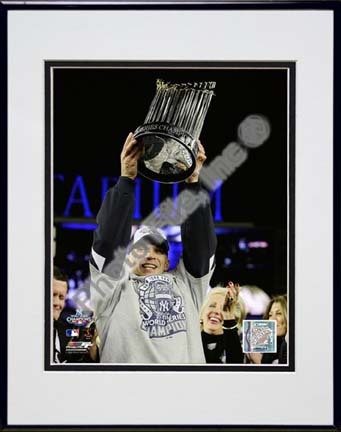 Joe Girardi with the World Series Trophy Game Six of the 2009 MLB World Series (#37) Double Matted 8” x 10” Photogra