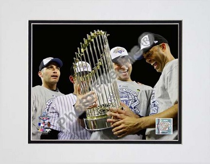 Andy Pettitte, Jorge Posada, Derek Jeter, & Mariano Rivera with the World Series Trophy Game Six of the 2009 MLB Wor