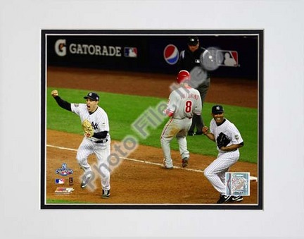 Mark Teixeira & Mariano Rivera Celebrate the Final Out of Game Six of the 2009 MLB World Series (#26) Double Matted 