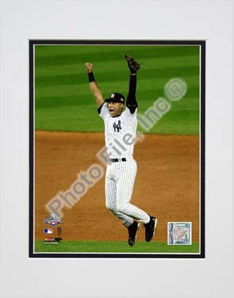 Derek Jeter Celebrates Winning Game Six of the 2009 MLB World Series (#27) Double Matted 8” x 10” Photograph (Unfram