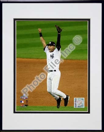 Derek Jeter Celebrates Winning Game Six of the 2009 MLB World Series (#27) Double Matted 8â€ x 10â€ Photograph in Blac