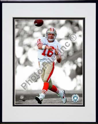 Joe Montana Spotlight Collection Double Matted 8” x 10” Photograph in Black Anodized Aluminum Frame