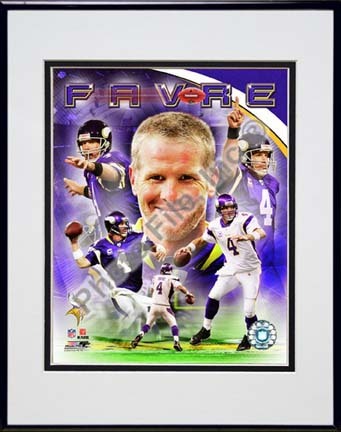 Brett Favre 2009 Portrait Plus Double Matted 8â€ x 10â€ Photograph in Black Anodized Aluminum Frame
