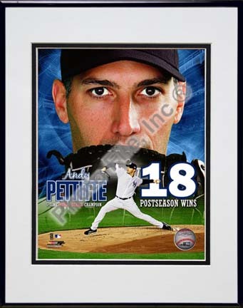 Andy Pettitte 18 Postseason Wins Portrait Plus Double Matted 8” x 10” Photograph in Black Anodized Aluminum Frame