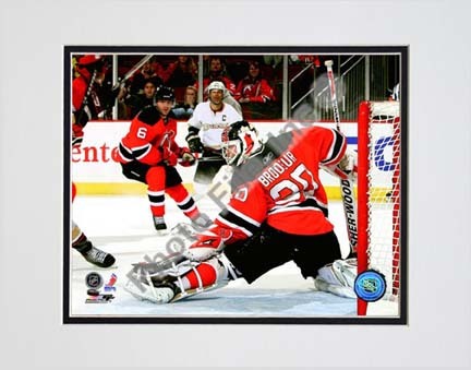Martin Brodeur 2009 - 2010 Action "Block" Double Matted 8” x 10” Photograph (Unframed)
