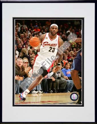LeBron James 2009 - 2010 Action "Dribble" Double Matted 8” x 10” Photograph in Black Anodized Aluminum Fra