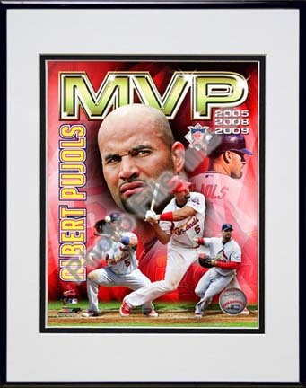 Albert Pujols 2009 "National League MVP Portrait Plus" Double Matted 8” x 10” Photograph in Black Anodized