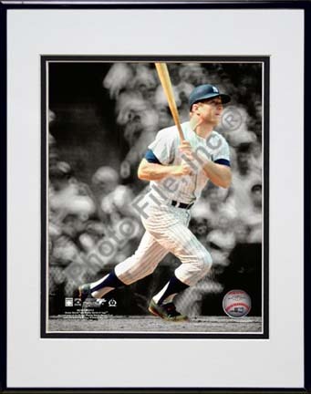 Mickey Mantle Spotlight Action Double Matted 8” x 10” Photograph in Black Anodized Aluminum Frame