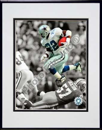 Emmitt Smith Spotlight Collection "Hurdle" Double Matted 8” x 10” Photograph in Black Anodized Aluminum Fr
