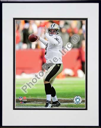 Drew Brees 2009 Action "Away Jersey Throw" Double Matted 8” x 10” Photograph in Black Anodized Aluminum Fr