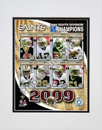 New Orleans Saints 2009 NFC South Champions "Team Composite" Double Matted 8” x 10” Photograph (Unframed) 