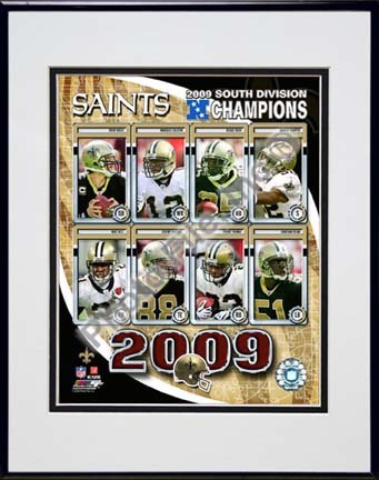 New Orleans Saints 2009 NFC South Champions "Team Composite" Double Matted 8” x 10” Photograph in Black An