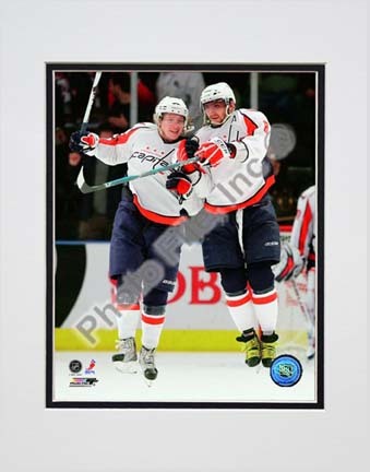 Alex Ovechkin & Nicklas Backstrom 2009 - 2010 "Action" Double Matted 8” x 10” Photograph (Unframed)