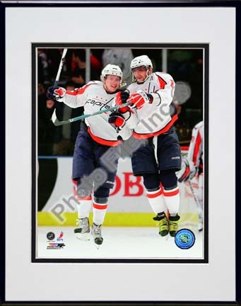 Alex Ovechkin & Nicklas Backstrom 2009 - 2010 "Action" Double Matted 8” x 10” Photograph in Black Anod