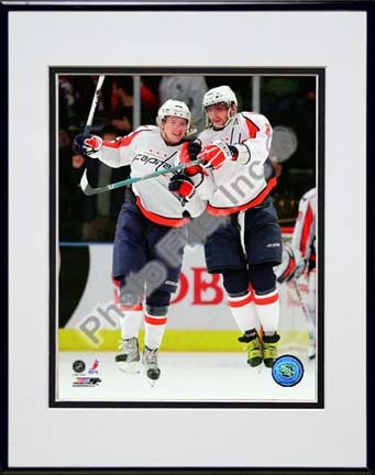 Alex Ovechkin & Nicklas Backstrom 2009 - 2010 "Action" Double Matted 8â€ x 10â€ Photograph in Black Anod
