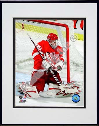 Chris Osgood 2009 - 2010 Action "Red Jersey" Double Matted 8” x 10” Photograph in Black Anodized Aluminum 