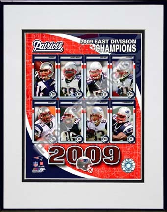 New England Patriots 2009 AFC East Divison Champions Composite Double Matted 8” x 10” Photograph in Black Anodized A