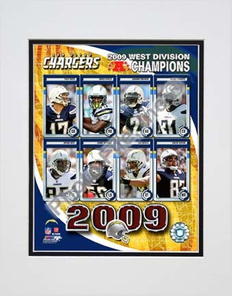 San Diego Chargers 2009 AFC West Divison Champions Composite Double Matted 8” x 10” Photograph (Unframed)