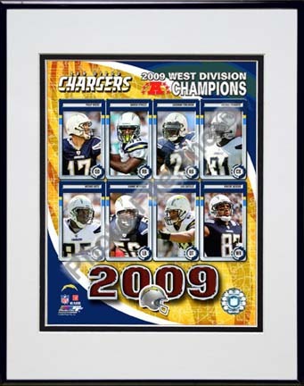 San Diego Chargers 2009 AFC West Divison Champions Composite Double Matted 8” x 10” Photograph in Black Anodized Alu