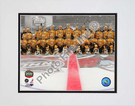 The Boston Bruins Team Photo 2010 NHL Winter Classic Double Matted 8” x 10” Photograph (Unframed)