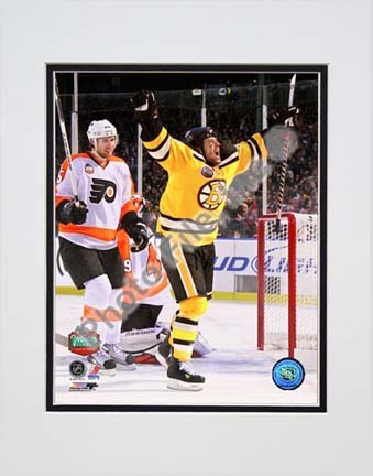 Marco Sturm Game Winning Goal Vertical 2010 NHL Winter Classic Double Matted 8” x 10” Photograph (Unframed)