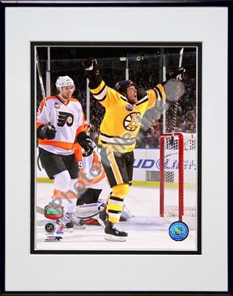 Marco Sturm Game Winning Goal Vertical 2010 NHL Winter Classic Double Matted 8” x 10” Photograph in Black Anodized A
