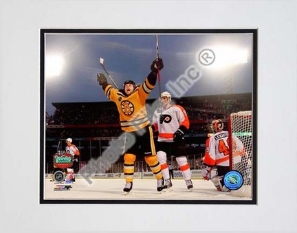 Marco Sturm Game Winning Goal Horizontal 2010 NHL Winter Classic Double Matted 8” x 10” Photograph (Unframed)