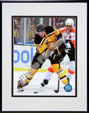 David Krejci 2010 NHL Winter Classic Action Double Matted 8” x 10” Photograph in Black Anodized Aluminum Frame
