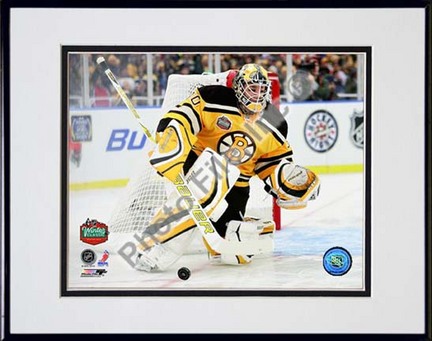 Tim Thomas 2010 NHL Winter Classic Action Double Matted 8” x 10” Photograph in Black Anodized Aluminum Frame