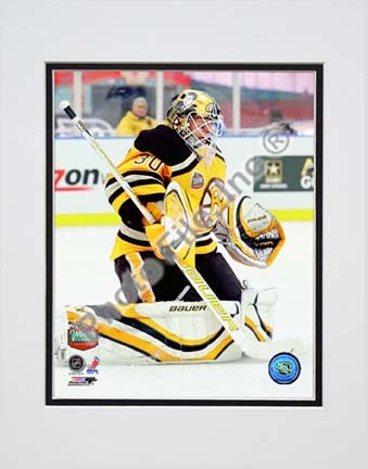 Tim Thomas 2010 NHL Winter Classic Action "Defend" Double Matted 8” x 10” Photograph (Unframed)