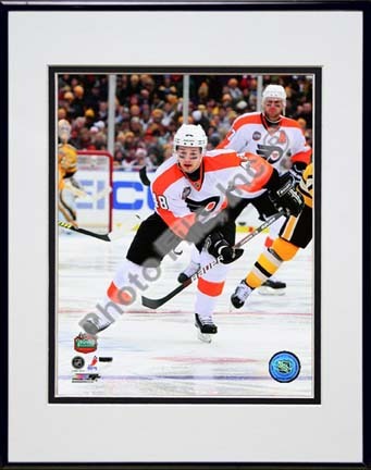 Danny Briere 2010 NHL Winter Classic Action Double Matted 8” x 10” Photograph in Black Anodized Aluminum Frame