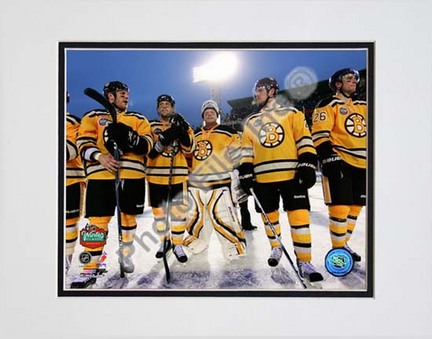 The Boston Bruins Post-Game Lineup 2010 NHL Winter Classic Double Matted 8” x 10” Photograph (Unframed)