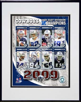Dallas Cowboys 2009 NFC East Division Champions Composite Double Matted 8” x 10” Photograph in Black Anodized Alumin