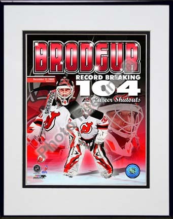 Martin Broduer Most Career Shutouts Portrait Plus Double Matted 8” x 10” Photograph in Black Anodized Aluminum Frame