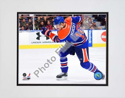 Shawn Horcoff 2009 - 2010 Action "Blue Jersey" Double Matted 8” x 10” Photograph (Unframed)
