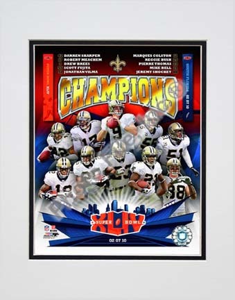 New Orleans Saints "Action Super Bowl XLIV Champions Composite" Double Matted 8” x 10” Photograph (Unframe
