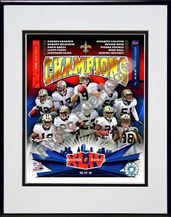 New Orleans Saints "Action Super Bowl XLIV Champions Composite" Double Matted 8â€ x 10â€ Photograph in Black