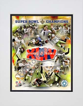 New Orleans Saints Super Bowl XLIV Champions PF Gold Double Matted 8” x 10” Photograph (Unframed)