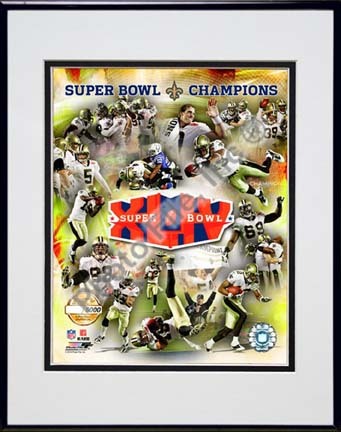 New Orleans Saints Super Bowl XLIV Champions PF Gold Double Matted 8” x 10” Photograph in Black Anodized Aluminum Fr