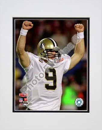 Drew Brees "Super Bowl XLIV Celebration #1" Double Matted 8” x 10” Photograph (Unframed)