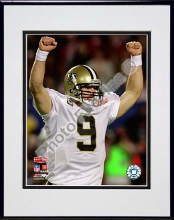 Drew Brees "Super Bowl XLIV Celebration #1" Double Matted 8” x 10” Photograph in Black Anodized Aluminum F