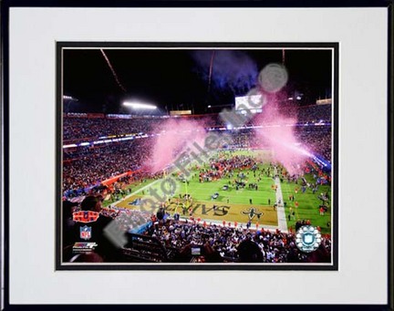 Sun Life Stadium "Super Bowl XLIV Post Game Celebration #7" Double Matted 8” x 10” Photograph in Black Ano