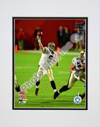 Drew Brees "Action Super Bowl XLIV #14" Double Matted 8” x 10” Photograph (Unframed)