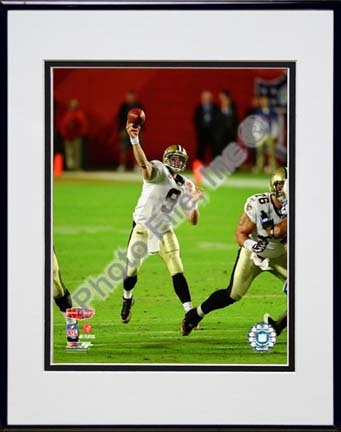 Drew Brees "Action Super Bowl XLIV #14" Double Matted 8” x 10” Photograph in Black Anodized Aluminum Frame