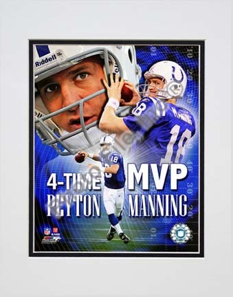 Peyton Manning 4 X MVP Portrait Plus Double Matted 8” x 10” Photograph (Unframed)