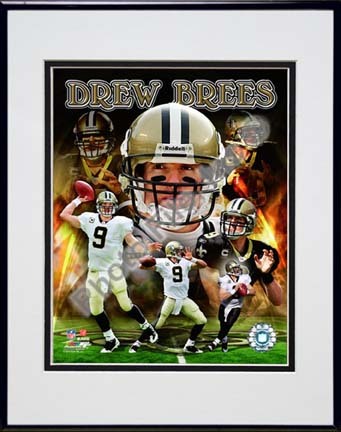 Drew Brees 2010 Portrait Plus Double Matted 8” x 10” Photograph in Black Anodized Aluminum Frame